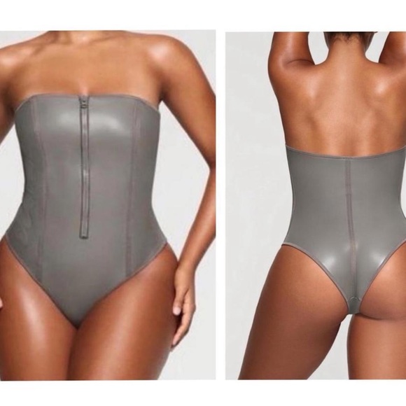 SKIMS Scuba One Piece Swimsuit NWOT Small gray rubberized - Picture 4 of 9